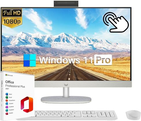 HP 27" FHD Touchscreen Business All-in-One Desktop, Intel 12-core Ultra 7 155U, 64GB DDR5, 1TB SSD, Wireless KB & Mouse, Intel Graphics, Wi-Fi 6, Windows 11 Pro with Microsoft Office Lifetime License in Saudi Arabia