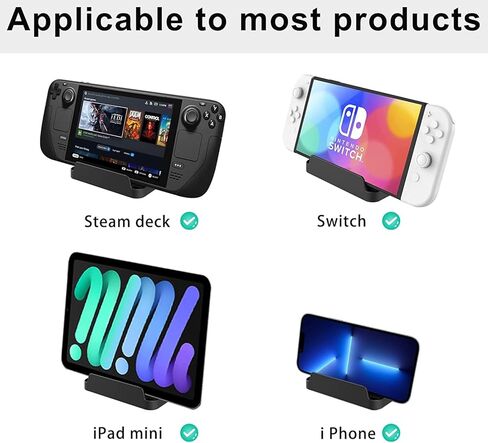 قاعدة حامل لجهاز Steam Deck، حامل سويتش لنينتندو، قاعدة محمولة لجهاز Steam Deck/Nintendo Switch/Switch Lite/Switch OLED مع وسادة سيليكون مضادة للانزلاق - أسود in Kuwait