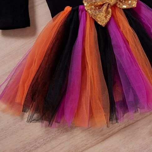 0-12M Newborn Baby Girls Halloween Outfit Long Sleeve Ghost Pumpkin RomperTutu Skirt Headband 3pcs Set in Saudi Arabia