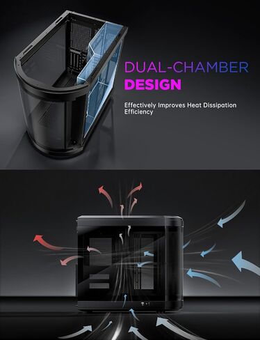 حافظة كمبيوتر AsiaHorse ATX بغرفة مزدوجة 180 درجة حافظة كمبيوتر ألعاب من الزجاج المقسى ذات عرض كامل مع منفذ من النوع C، ودعم مشعاع 360 مم، متوافقة مع RTX 40، حافظة كمبيوتر ATX متوسطة البرج لتدفق الهواء العالي. بيرسيوس-أسود in Kuwait