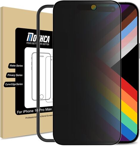 Mothca Matte Privacy Screen Protector for iPhone 16 Pro Max[6.9 inch] with Easy Installation Tool, Anti Spy Anti Glare Full Coverage Tempered Glass Film, Anti-Fingerprint, Case Friendly Smooth as Silk in Kuwait