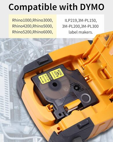 18444 a18444 Vinly Tapes Replace for DYMO Rhino Permanent Vinyl 18444 1/2" 12mm Black on White Tapes Compatible with DYMO Rhino 4200 5200 5000 6000 Industrial Label Maker, 3-Pack in Saudi Arabia