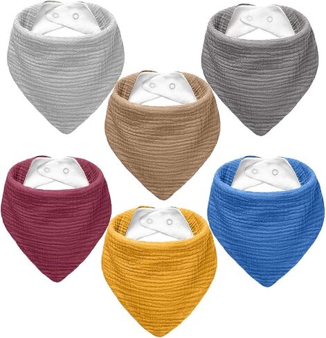 مرايل أطفال من الموسلين، مرايل أطفال باندانا لعاب الأطفال مصنوعة من القطن بنسبة 100% للأطفال الأولاد والبنات، مريلة بألوان ثابتة للتسنين in Kuwait