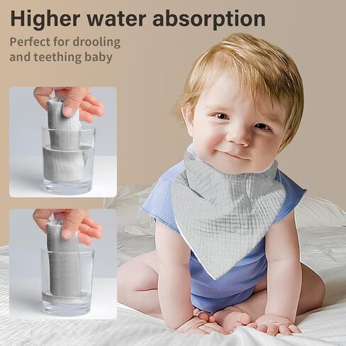 مرايل أطفال من الموسلين، مرايل أطفال باندانا لعاب الأطفال مصنوعة من القطن بنسبة 100% للأطفال الأولاد والبنات، مريلة بألوان ثابتة للتسنين in Kuwait