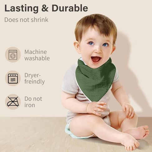 مرايل أطفال من الموسلين، مرايل أطفال باندانا لعاب الأطفال مصنوعة من القطن بنسبة 100% للأطفال الأولاد والبنات، مريلة بألوان ثابتة للتسنين in Kuwait