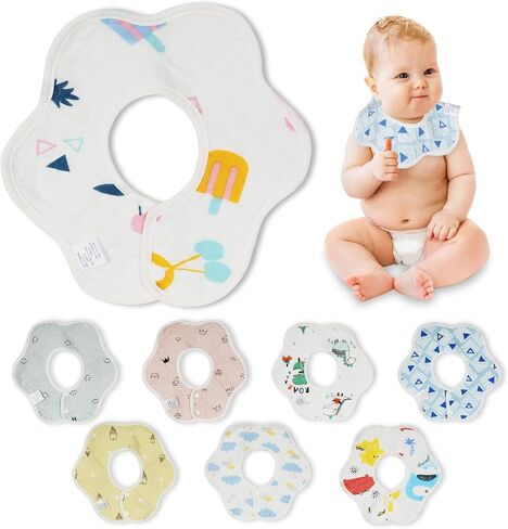 8-Pack baby burp cloths, soft and super absorbent burp cloths, baby boy, girl, newborn burp cloth, unisex, breathable petal snap burp cloth bib in Saudi Arabia