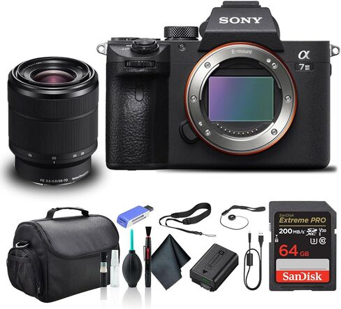 Sony Alpha a7 III Mirrorless Camera with 28-70mm Lens ILCE7M3K/B with Bag, 64GB Card, Card Reader, Plus Accessories in Saudi Arabia