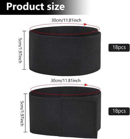 WEBEEDY 36 Pcs 2 Sizes Black Elastic Armband Mourning Armband Memorial Armband Football Sports Armband Elastic,18 Pairs Adjustable Funeral Armband for Mourning Condolence Respect Event in Saudi Arabia