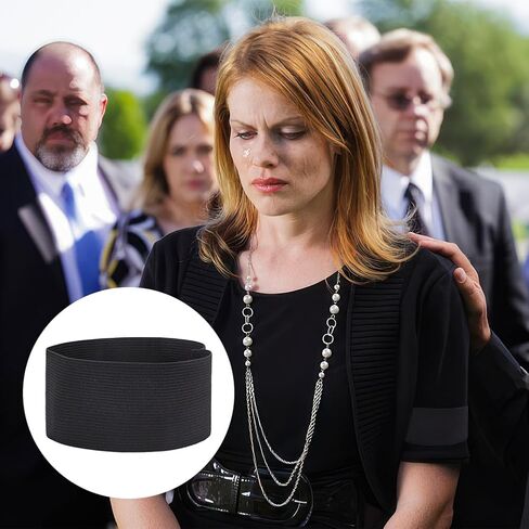 WEBEEDY 36 Pcs 2 Sizes Black Elastic Armband Mourning Armband Memorial Armband Football Sports Armband Elastic,18 Pairs Adjustable Funeral Armband for Mourning Condolence Respect Event in Saudi Arabia