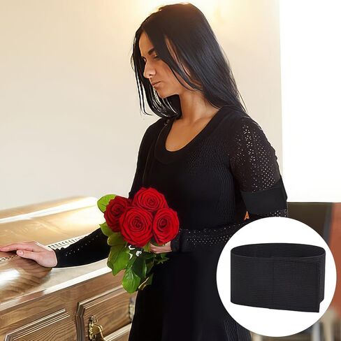 WEBEEDY 36 Pcs 2 Sizes Black Elastic Armband Mourning Armband Memorial Armband Football Sports Armband Elastic,18 Pairs Adjustable Funeral Armband for Mourning Condolence Respect Event in Saudi Arabia