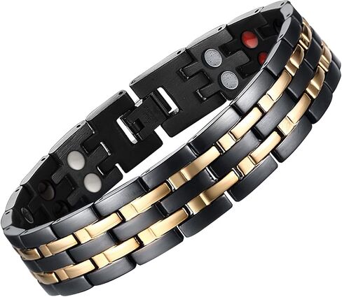 Magnetic Bracelets for Men 18K Gold Plating Double Strength Magnets and 4in1 Elements Men Bracelets 8.5inches adjustable in Saudi Arabia