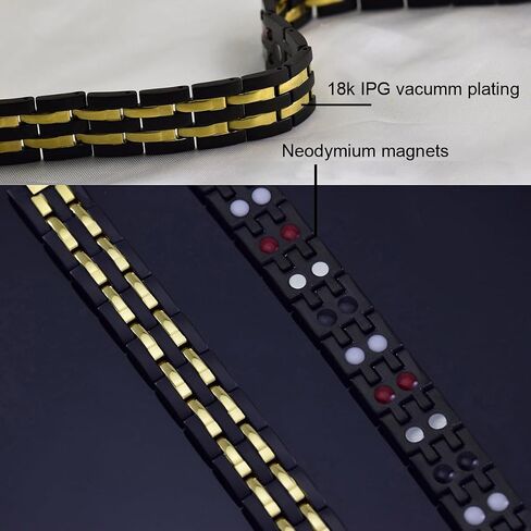 Magnetic Bracelets for Men 18K Gold Plating Double Strength Magnets and 4in1 Elements Men Bracelets 8.5inches adjustable in Saudi Arabia
