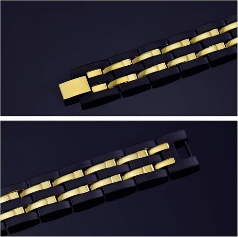 Magnetic Bracelets for Men 18K Gold Plating Double Strength Magnets and 4in1 Elements Men Bracelets 8.5inches adjustable in Saudi Arabia