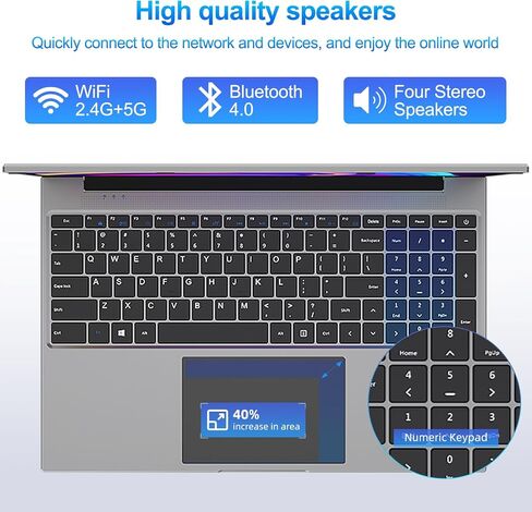 Laptop 16", 16GB RAM 512GB SSD, FHD IPS 1920x1200 Display, Quad Core N CPU, Notebook Computer with 4 Stereo Speakers, Cooling System, 38Wh Battery, Numeric Keypad, USB3.0*2, Business Student Laptops. in Saudi Arabia