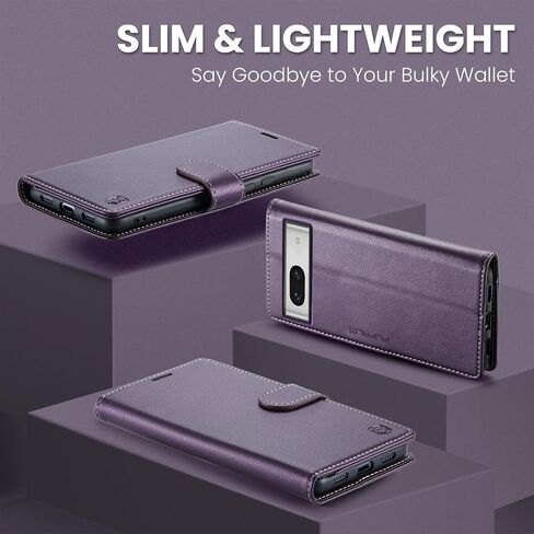 for Google Pixel 8a Wallet Case with RFID Blocking Credit Card Holder, PU Leather Folio Flip Kickstand Protective Shockproof Cover Women Men for Google Pixel 8a Phone case (Purple) in Kuwait