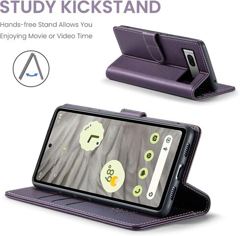 for Google Pixel 8a Wallet Case with RFID Blocking Credit Card Holder, PU Leather Folio Flip Kickstand Protective Shockproof Cover Women Men for Google Pixel 8a Phone case (Purple) in Kuwait