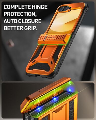 Poetic Spartan Case for Samsung Galaxy Z Flip 6 5G (2024), [Kickstand][Built-in Screen Protector][Hinge Protection][20FT Drop Tested], Full-Body Rugged Shockproof Protective Cover, Metallic Orange in Saudi Arabia