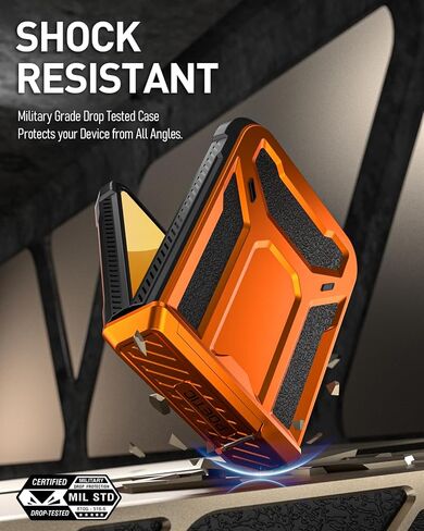 Poetic Spartan Case for Samsung Galaxy Z Flip 6 5G (2024), [Kickstand][Built-in Screen Protector][Hinge Protection][20FT Drop Tested], Full-Body Rugged Shockproof Protective Cover, Metallic Orange in Saudi Arabia