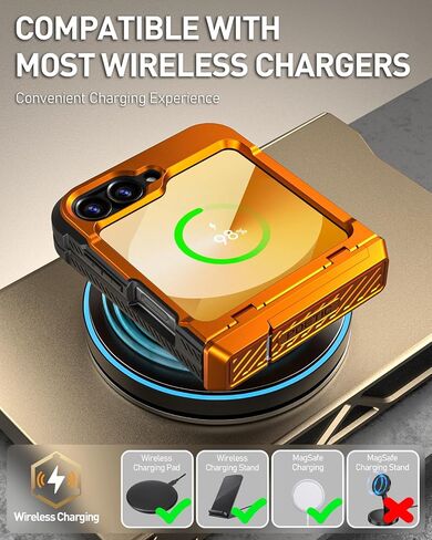 Poetic Spartan Case for Samsung Galaxy Z Flip 6 5G (2024), [Kickstand][Built-in Screen Protector][Hinge Protection][20FT Drop Tested], Full-Body Rugged Shockproof Protective Cover, Metallic Orange in Saudi Arabia
