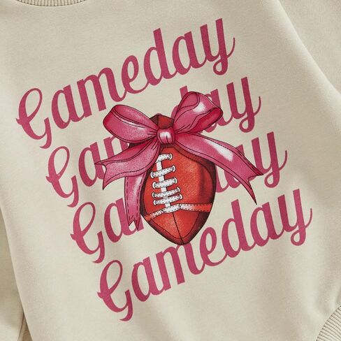 Infant Baby Girl Football Outfits Game Day Print Bubble Oversized Sweatshirt Romper Headband Cute Fall Winter Clothes in Kuwait