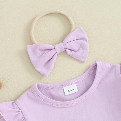 Ledy Champswiin Infant Baby Girl Summer Clothes Solid Color Short Sleeve Ruffle Tops Shorts Set Toddler 3Pcs Outfits in Kuwait