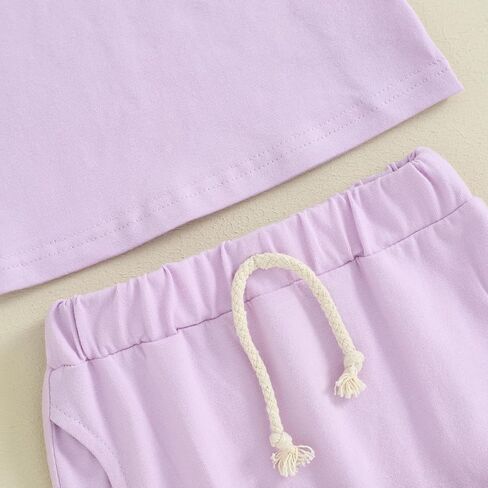 Ledy Champswiin Infant Baby Girl Summer Clothes Solid Color Short Sleeve Ruffle Tops Shorts Set Toddler 3Pcs Outfits in Kuwait