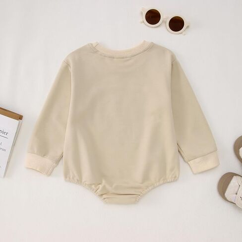 SOFEON Infant Baby Girls Thanksgiving Romper Chunky Thighs And Pumpkin Pies Outfits Bubble Sweatshirt Onesie Fall Clothes in Kuwait