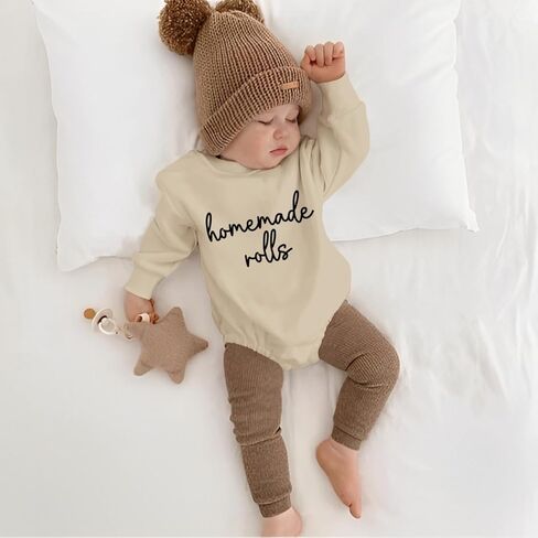 SOFEON Infant Baby Girls Thanksgiving Romper Chunky Thighs And Pumpkin Pies Outfits Bubble Sweatshirt Onesie Fall Clothes in Kuwait