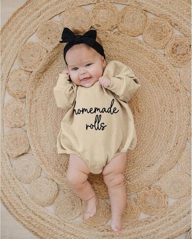 SOFEON Infant Baby Girls Thanksgiving Romper Chunky Thighs And Pumpkin Pies Outfits Bubble Sweatshirt Onesie Fall Clothes in Kuwait