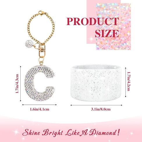 Water Bottle Accessories Set for Stanley Cup 30&40Oz, Letter Charms, Diamond Straw Topper, Glitter Silicone Boot & Sticker, Bow Straw Cover in Saudi Arabia