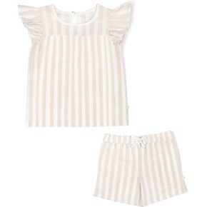 MakeMake Organics GOTS Certified Organic Cotton Baby Kids Toddler Girl Top and Short Outfit Set
