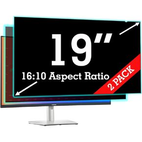 [2 Pack] 19 Inch Privacy Screen Filter for Computer Widescreen 16:10 Monitor - Privacy Shield, Anti-Glare and Blue Light Blocking Protector