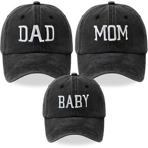 3Pcs Mom Dad and Baby Hats Parent-Child Baseball Caps Embroidered Adjustable Matching Family Hat Set