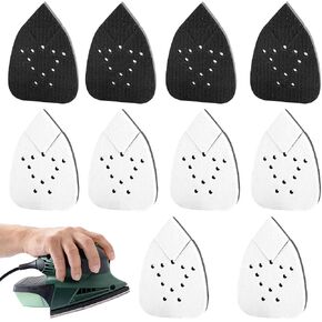 10pcs Detail Sanding Interface Pad Hook and Loop, 12 Holes Electric Sander Disc Sander Pads Sheets Multi Tool Triangle Sandpaper Backing Pad for Balance Pressure and Grind Evenly