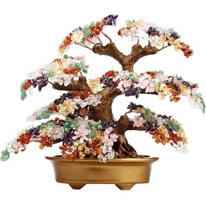 Feng Shui Money Tree Large Crystal Quartz Lucky Tree Gem Tree for Office Home Feng Shui Decoration for Wealth/Fortune and Luck (Mix-Gemstone)