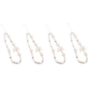 4Pcs Cute Cell Phone Charms, Creative Bows Pearl Beaded Phone Lanyard Wrist Strap, Wallet Decoration Pendant, Beaded Phone Strap Charms Anti-Lost Chain Keyring Charms Camera Cell Phone Charms