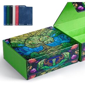 Card Storage Box for MTG, Trading Card Deck Box Holds 1800+ with 6 Dividers, Leather Printing Magnetic Closure Card Storage Case Fits TCG CCG Sports Cards (Black, Mage)