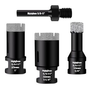 Mgtgbao 4pc Dry Diamond Core Drill Bits, Diamond Hole Saw Kit for Porcelain Ceramic Tile Granite Marble Brick Glass with 5/8-11 Thread with Size 5/8"(16mm),1"(25mm), 1-1/4"(32mm) with 3/8 Hex Shank.