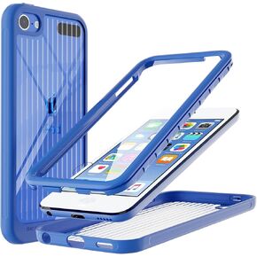 حافظة PZOZ متوافقة مع iPod Touch 7th 6th Generation، واقي شاشة مدمج، مصد TPU مقاوم للصدمات وظهر شفاف كريستالي، غطاء متين بطبقة مزدوجة لجهاز iPod Touch 7 6 5 Gen Boys Girls (أزرق) in Kuwait