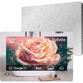SYLVOX 24'' Smart Waterproof TV, Magic Mirror TV for Bathroom, 1080P, Bass Boost, IP66, Anti-Fog, Built-in APP Store, and Voice Assistant (On Wall Model) in Kuwait