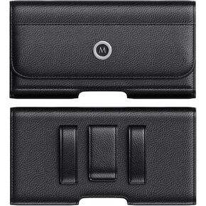 Holster for iPhone SE (2022, 2020) iPhone 8 iPhone 6S 7 Belt Case with Clip, Leather Belt Clip Holster Pouch Cell Phone Holder Built-in ID Credit Card Holder (Fits Phone with Protective Case)