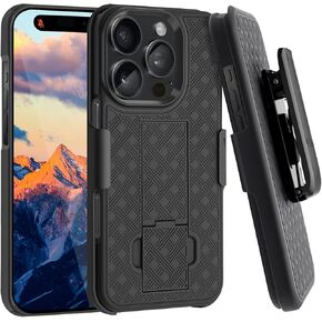 Fingic for iPhone 16 Pro Max Case with Belt Clip Holster Case Slim Combo Shell with Kickstand Swivel Holster Rugged Shockproof Antiscratch Fullbody Protective Case for iPhone 16 Pro Max,6.9"2024,Black
