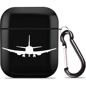 Case Cover for AirPods 1 & 2 Flight Airplane Silhouettes Full Body Protection Case Earphone Earset Case Hard PC Cover, M, Buckie