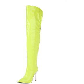 shoes for women Over the knee high boots Sexy thigh high boots Back Zipper stiletto heels boots high heel Pointed toe green boots