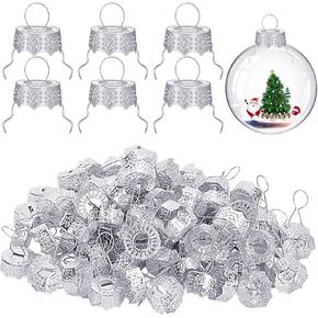 100 Pieces Round Christmas Ornament Caps Christmas Replacement Ornament Hangers Caps for Christmas Tree, Porcelain, Ceramic or Glass Decoration, DIY Decorations (Gold-3/4inch)