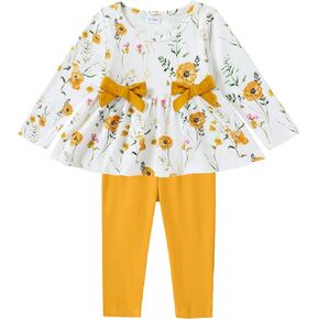Coco&RARA Toddler Baby Girl Clothes Outfits Infant Long Sleeve Floral Shirt+Pants 2Pcs Set Baby Fall Winter Clothes Suit