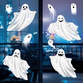 Halloween Window Clings Decorations 9 Pcs Cute Ghost Pumpkin Bat Window Decals Pink Cartoon Double-Sided Window Stickers Decor for Halloween Holiday Home Store School Office Glass Decor Party Supplies