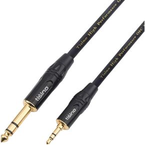 DISINO 1/8 to 1/4 Stereo Cable, Heavy Duty 3.5mm Mini Jack TRS to 6.35mm Jack TRS Audio Interconnect Path Cord Lead - 3.3 feet