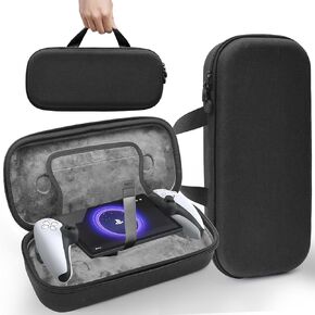 OZZYA Carrying Case for Playstation Portal Remote Player, Tailored Case for PS Portal with Accessory Storage Mesh, Protects Thumb Grips from Squeezing, Hard Shell Travel Carrying Case, Black