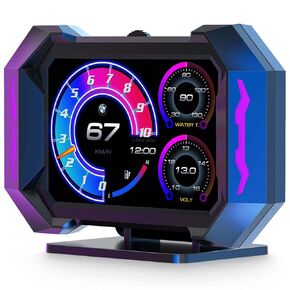 مقياس سرعة الدوران من ACECAR obd2، مقياس سرعة السيارة، مقياس سرعة الدوران، عداد السرعة الرقمي obdii متعدد الوظائف مع سرعة السيارة ميلا في الساعة، الارتفاع، اتجاه القيادة، مقياس المنحدر لمعظم المركبات بعد عام 2008